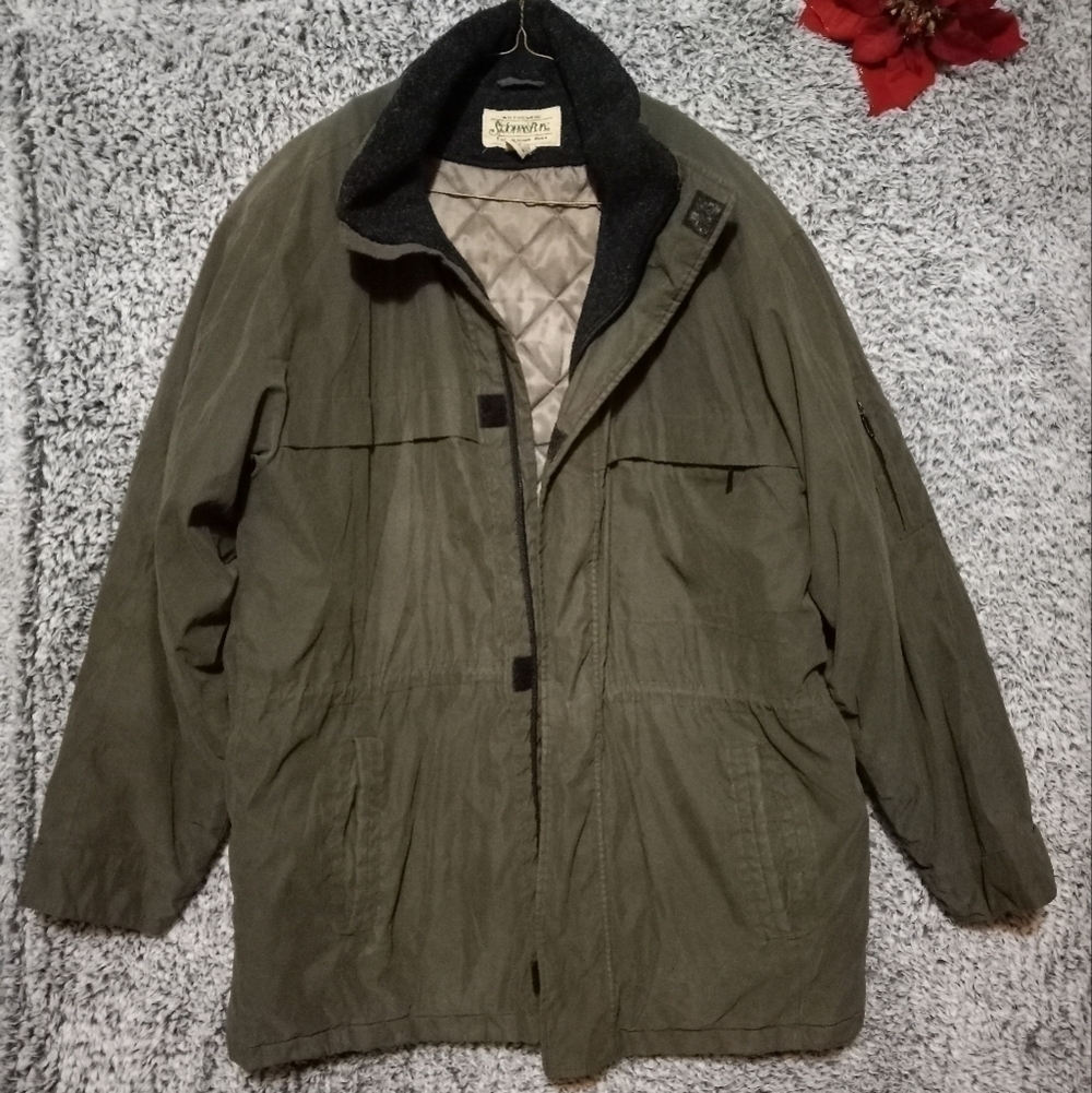 Men’s Jacket Mid Length Size Large olive color in Excellent Used Conditi… - Picture 2 of 13